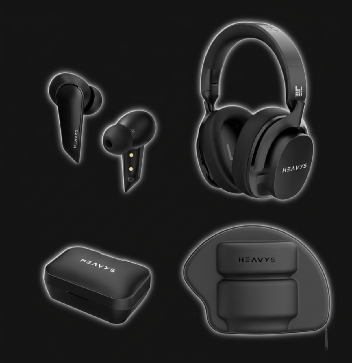 Heavys H1H Headphones + H1E Earbuds Bundle