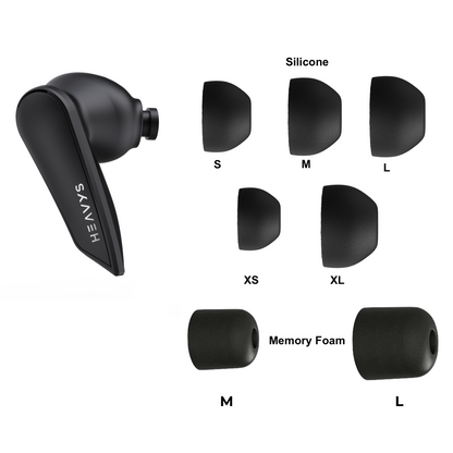 Silicone & Memory Foam Ear Tips for Heavys H1E Earbuds - Replacement Kit