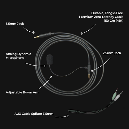 Premium Gaming Cable with Boom Mic for Heavys H1H Headphones - Heavys