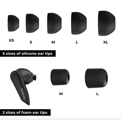 Silicone & Memory Foam Ear Tips for Heavys H1E Earbuds - Replacement Kit