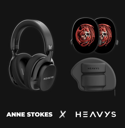 'Dragon Skull' by @AnneStokesArt - Shells + Heavys Headphones Bundle